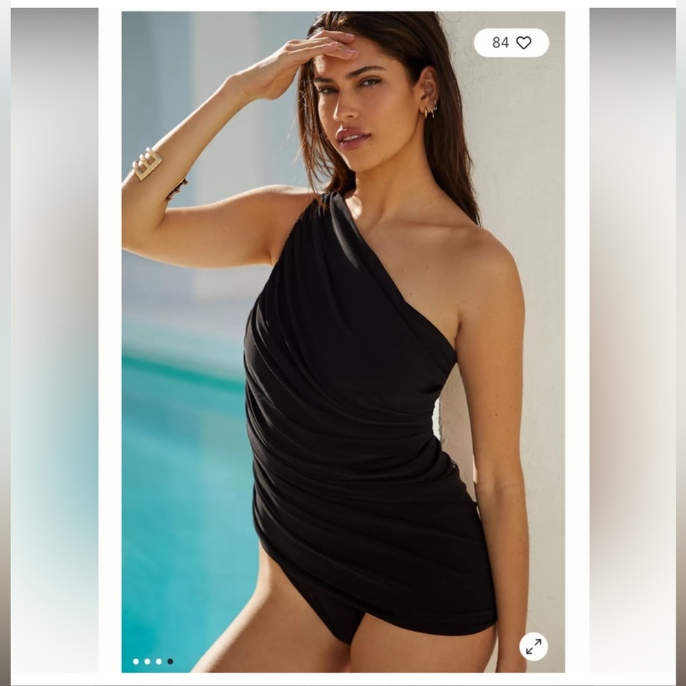 Norma Kamali Black One-Shoulder Swim One Piece